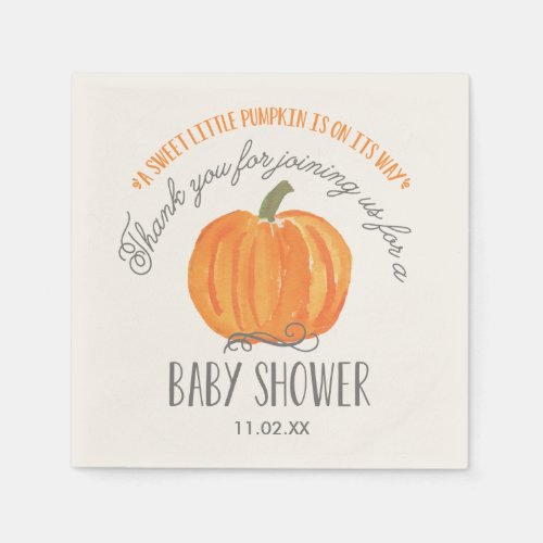 Fall Pumpkin  Baby Shower Napkin