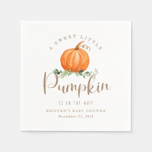 Fall Pumpkin Baby Shower Napkin