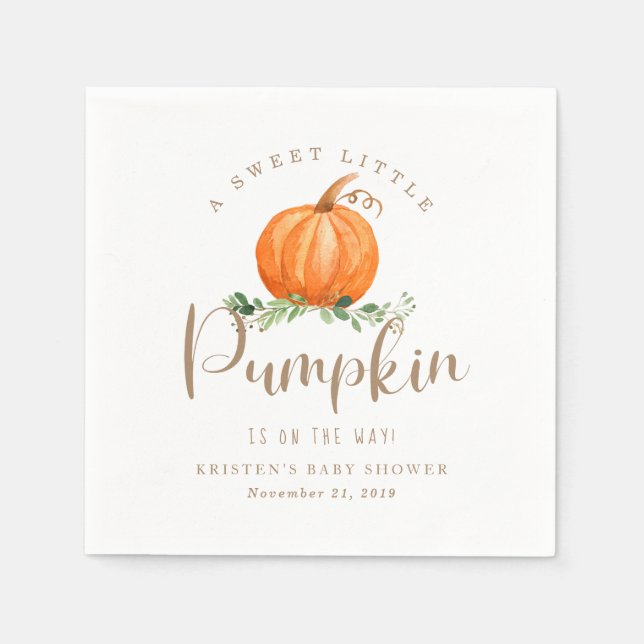 Fall Pumpkin Baby Shower Napkin (Front)