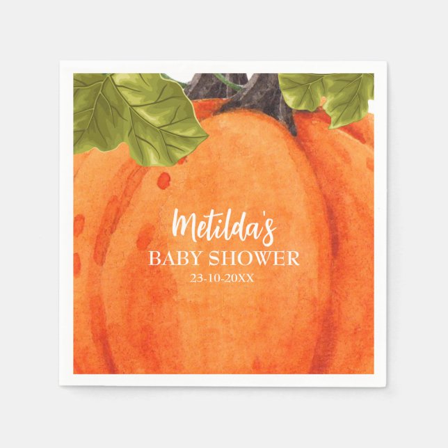 Fall Pumpkin baby shower Napkins (Front)