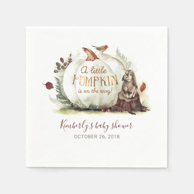Fall Pumpkin Baby Shower Napkins Zazzle