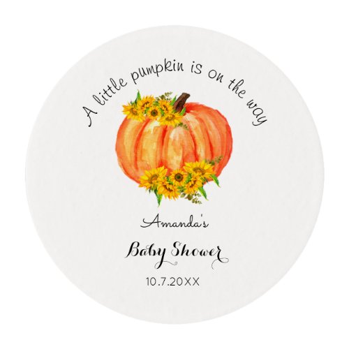 Fall Pumpkin Baby Shower Orange White Edible Frosting Rounds