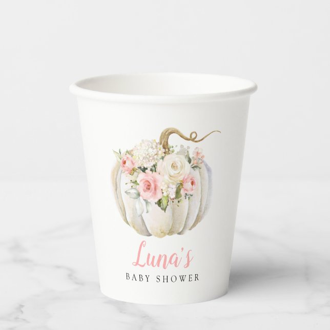 Fall Pumpkin Baby Shower  Paper Cups (Front)