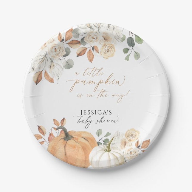 fall pumpkin baby shower Paper Plate  (Front)