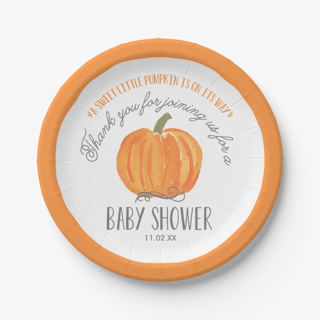 Fall Pumpkin | Baby Shower Paper Plate (Front)