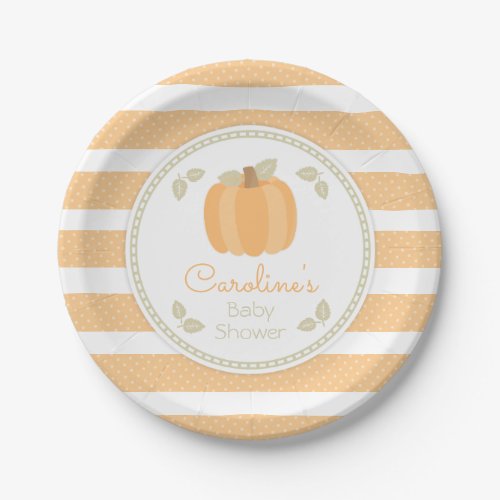 Fall Pumpkin Baby Shower Paper Plate