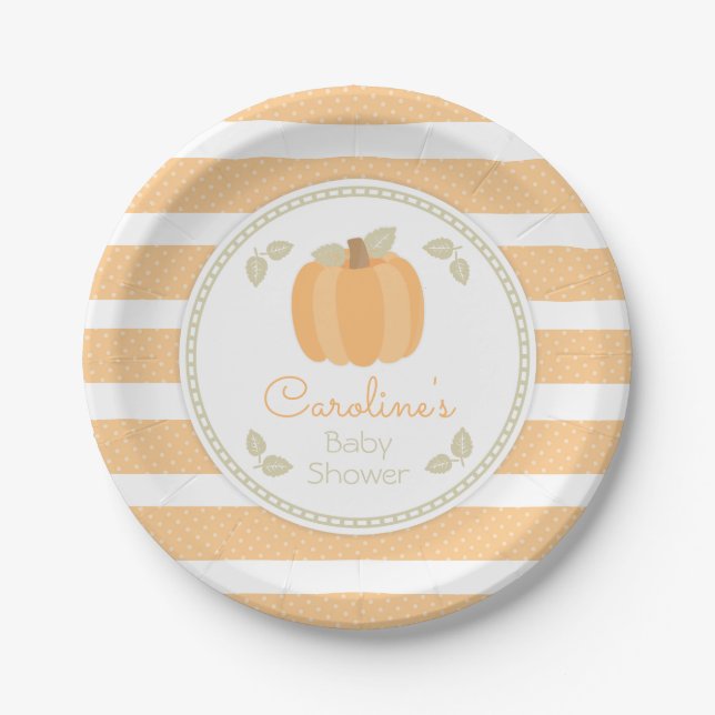 Fall Pumpkin Baby Shower Paper Plate (Front)