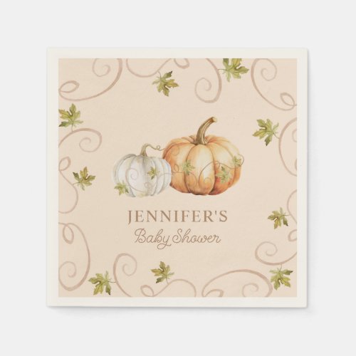 Fall Pumpkin Baby Shower Party Napkins