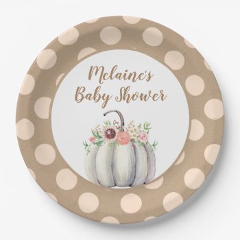 Fall Pumpkin Baby Shower Party Paper Plates by YourMainEvent at Zazzle