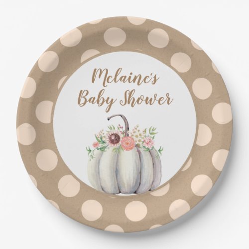Fall Pumpkin Baby Shower Party Paper Plates