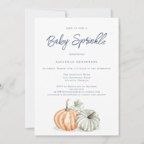 Fall Pumpkin Baby Shower Sprinkle Invitation