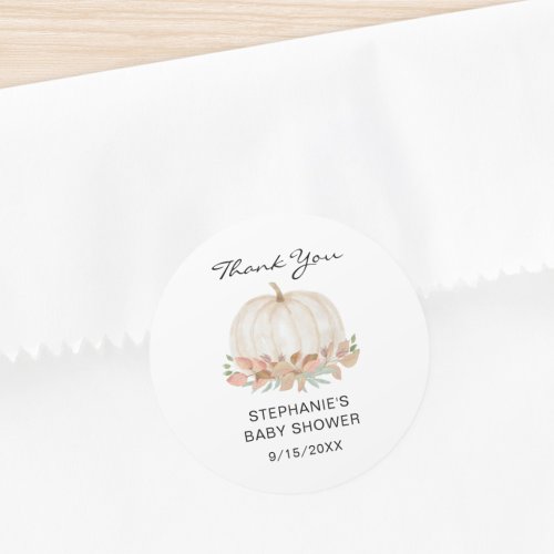 Fall Pumpkin Baby Shower Thank You  Classic Round Sticker