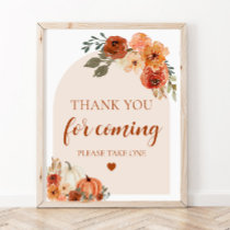 Fall Pumpkin Baby Shower Thank You For Coming Poster