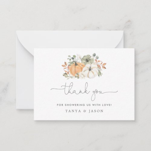 Fall Pumpkin Baby Shower Thank You Note Card