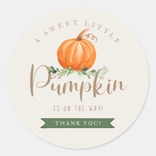 Fall  Pumpkin Baby Shower Thank You Sticker