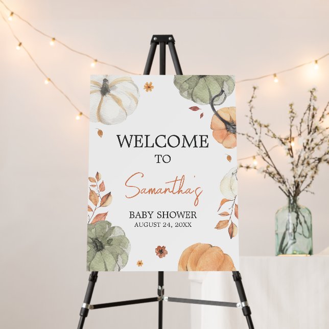 Fall Pumpkin Baby Shower Welcome Sign (In Situ (Stand))