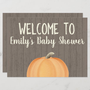 Fall Pumpkin Baby Shower Welcome Sign Invitation