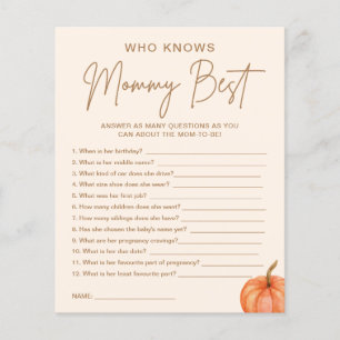 Fall Pumpkin Baby Shower Who Knows Mommy Best Game