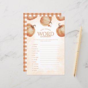 Fall Pumpkin Baby Shower Word Scramble Game