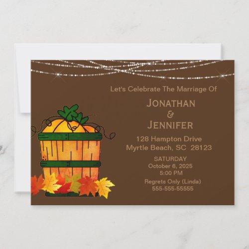 Fall Pumpkin Basket Wedding Celebration Invitation