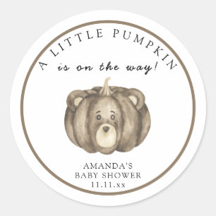 Fall pumpkin bear Baby shower Classic Round Sticker