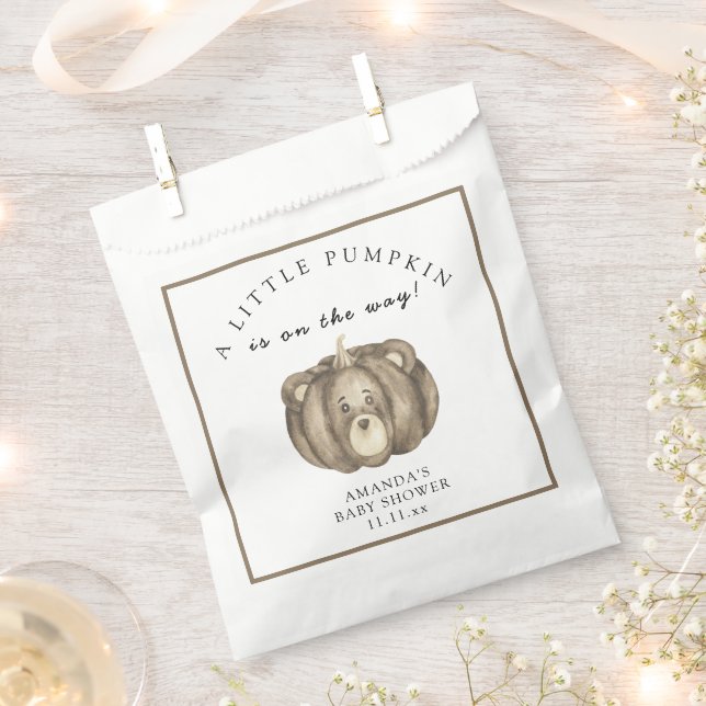 Fall pumpkin bear Baby shower Favor Bag (Clipped)