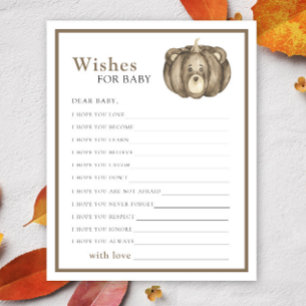 Fall Pumpkin Bear - Party game wishes for baby
