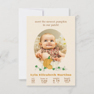 Fall Pumpkin Birth Announcement