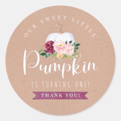 Fall Pumpkin Birthday Favor Sticker Custom Age