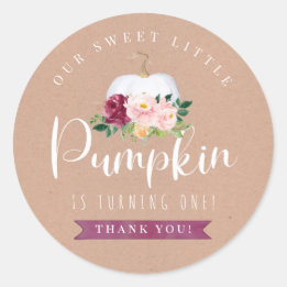 Fall Pumpkin Birthday Favor Sticker Custom Age
