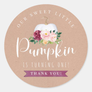 Fall Pumpkin Birthday Favor Sticker Custom Age