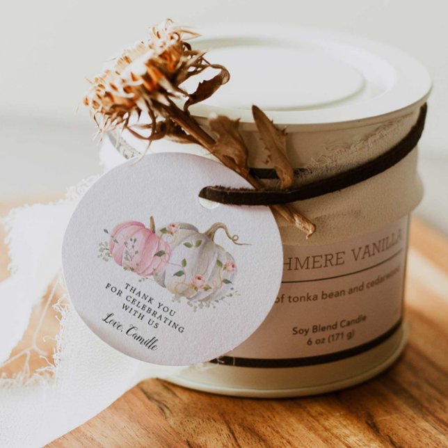 Fall Pumpkin Birthday Favor Tags (Fall Pumpkin Girl Baby Shower Thank you favor tag)