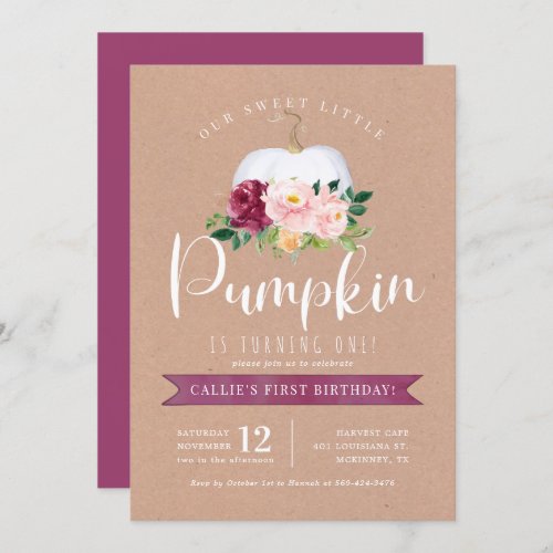 Fall Pumpkin Birthday Invitation Custom Age