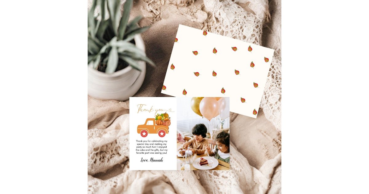Fall pumpkin birthday thank you card | Zazzle
