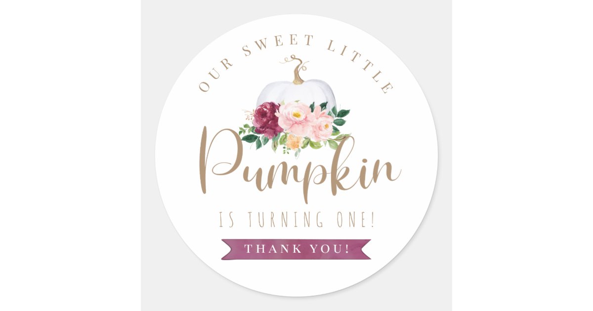 Fall Pumpkin Birthday Thank You Sticker | Zazzle
