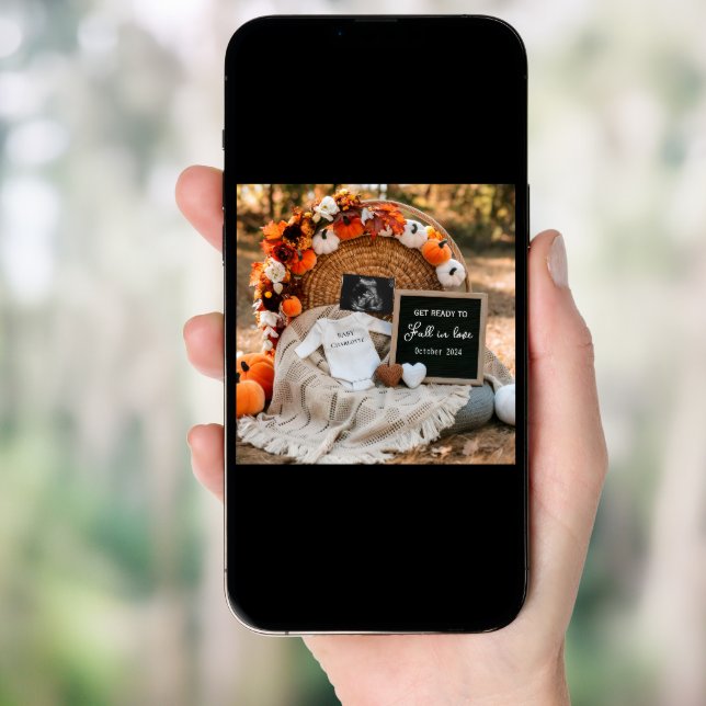 Fall pumpkin blossom pregnancy announcement  (Front Digital)