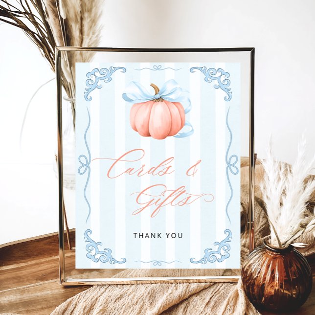 Fall Pumpkin Blue Bow Cards and Gifts Poster (Creator Uploaded)