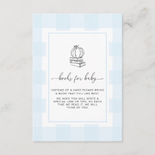 Fall Pumpkin Blue Gingham Books Request Card