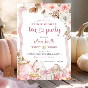 Fall Pumpkin Boho Coquette  Bridal Tea Party  Invitation