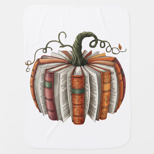 Fall Pumpkin Book Lover Booktok Halloween Baby Blanket (Front)