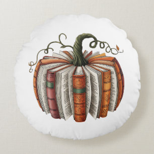 Fall Pumpkin Book Lover Booktok Halloween Round Pillow