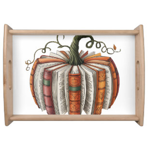 Fall Pumpkin Book Lover Booktok Halloween Serving Tray