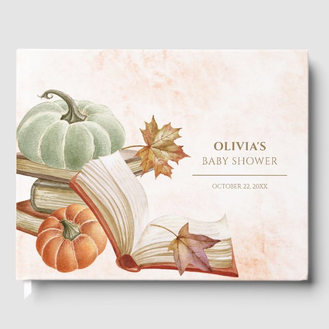 Fall Pumpkin Book Theme Baby Shower Guest Book (Front)