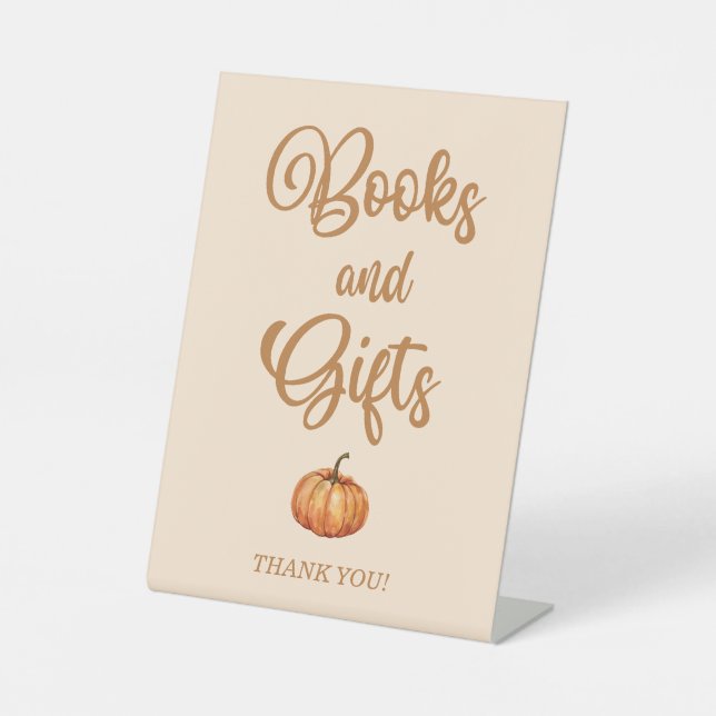 Fall Pumpkin Books and Gifts Pedestal Sign (Front)