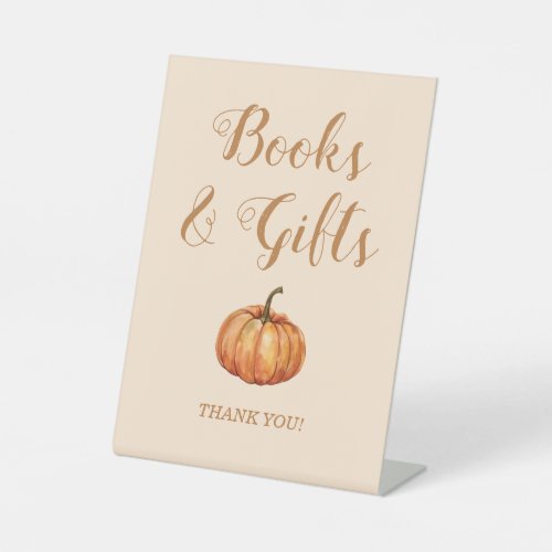Fall Pumpkin Books and Gifts Pedestal Sign