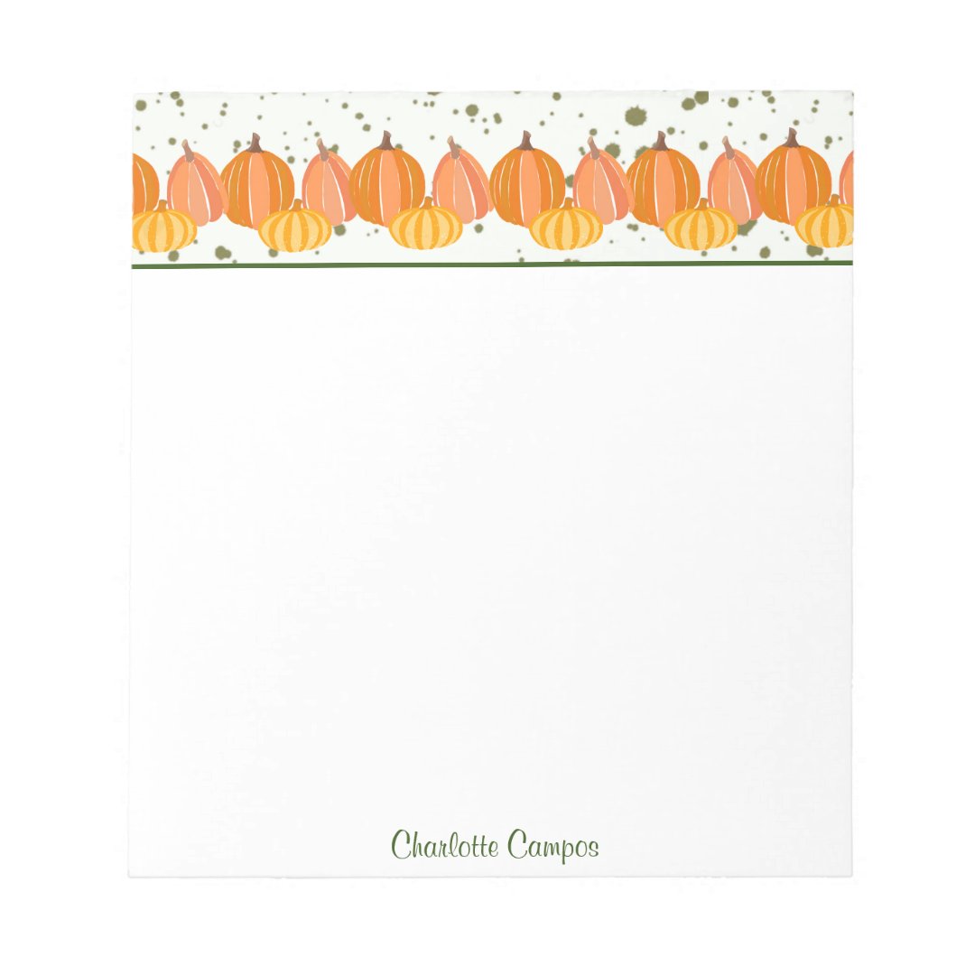 Fall Pumpkin Border Personalized Notepad 