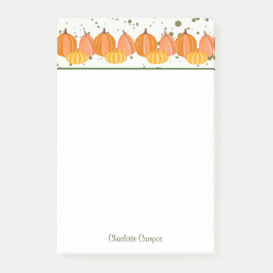Fall Pumpkin Border Personalized Post-it Notes