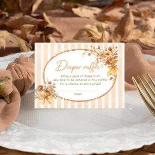 Fall Pumpkin Bow Baby Shower Diaper Raffle Ticket Enclosure Card