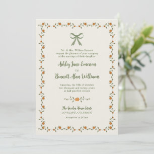 Fall Pumpkin Bow Wedding Invitation