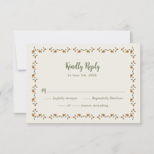 Fall Pumpkin Bow Wedding RSVP Card